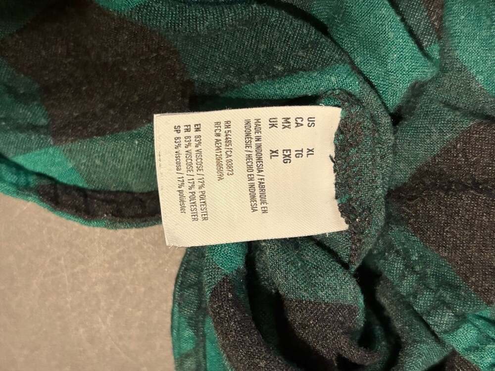 American Eagle Outfitters Green Black Plaid Boyfriend Fit Flannel Shirt XL - Picture 6 of 9